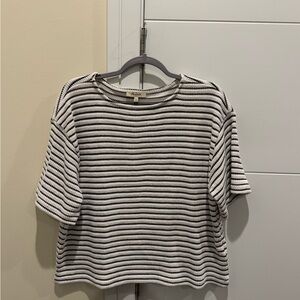 Madewell Stripe Embroidered Boxy Knit T-Shirt